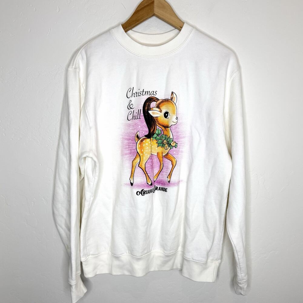 Ariana Grande Christmas & Chill Festive Deer Long Sleeve Sweatshirt Womens M